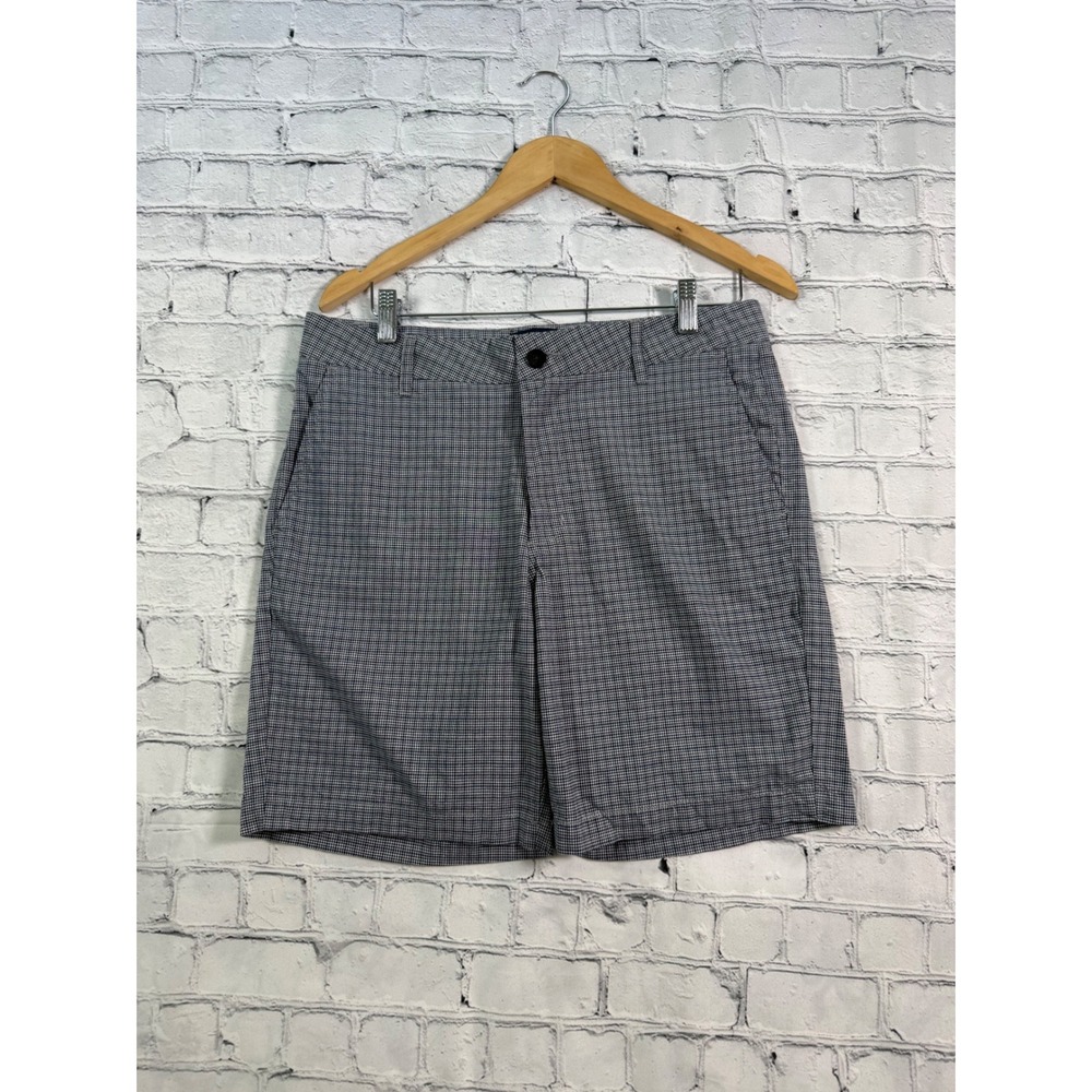 Ben Sherman Mens Micro Check Shorts Stretch Cotton Chino Flat Front 8" Inseam